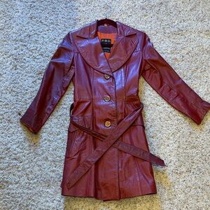 Vintage Women's Red Leather Coat